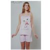 Pigiama-Donna-Estivo-100-cotone-Canotta-con-Pantalone-corto-dis-Gatto-L316-0-0